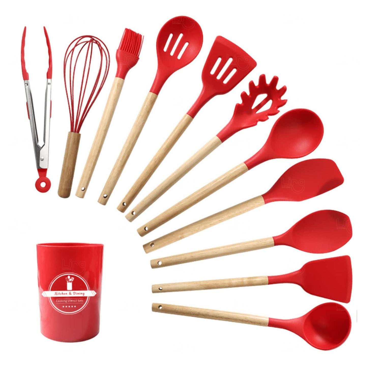 Kit Utensílios Cozinha em Silicone Personalizado - 12 Peças 