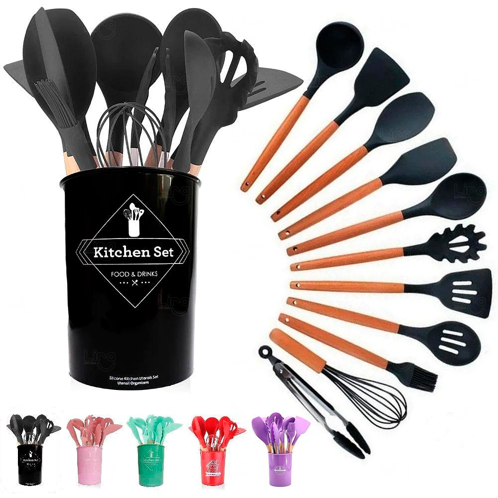 Kit Utensílios Cozinha em Silicone Personalizado - 12 Peças 