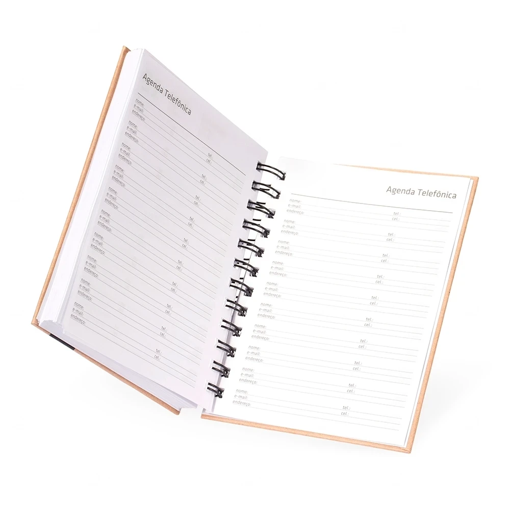 Agenda Diária 2026 Kraft com Wire-O Personalizada - 17x13,5cm 