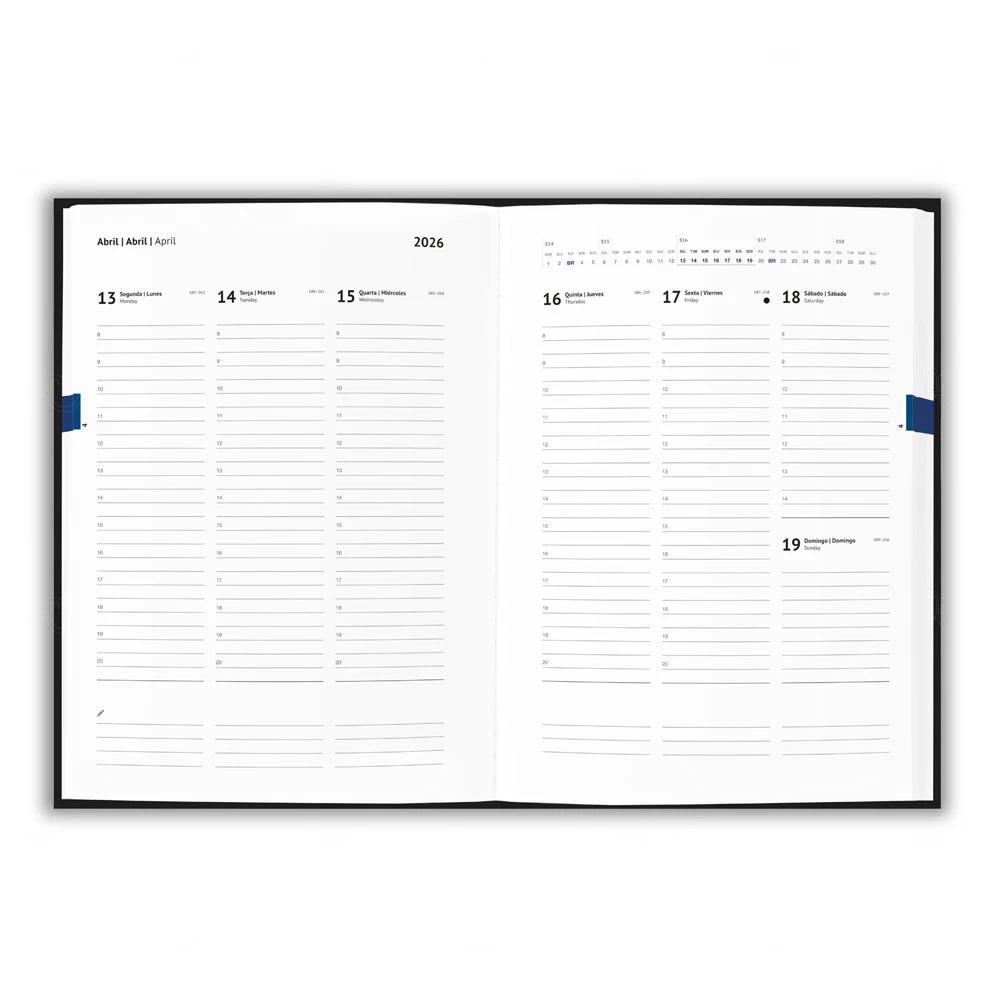 Agenda Semanal 2026 em PU Personalizada - 24,5x17,5cm 
