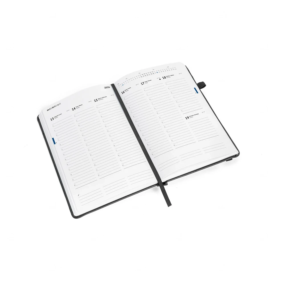 Agenda Semanal 2026 em PU Personalizada - 24,5x17,5cm 