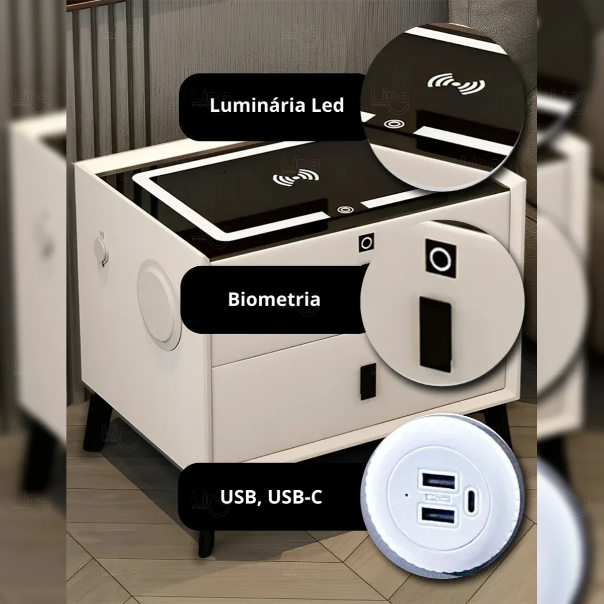 Mesa de Cabeceira Inteligente Personalizada 