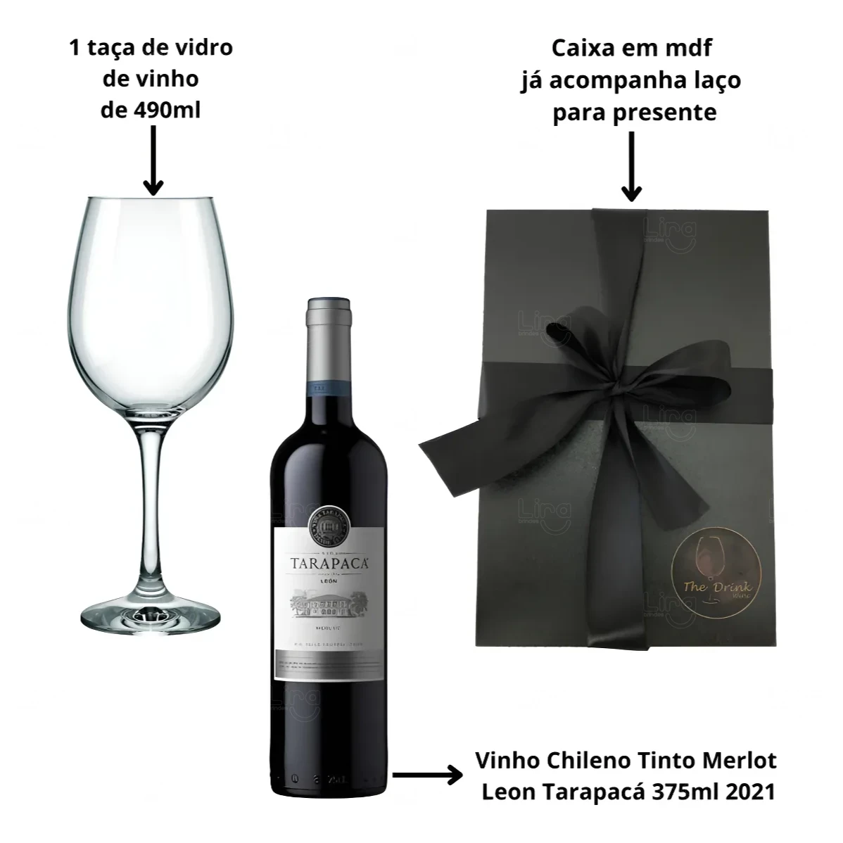 Kit Vinho com Taça Personalizado 