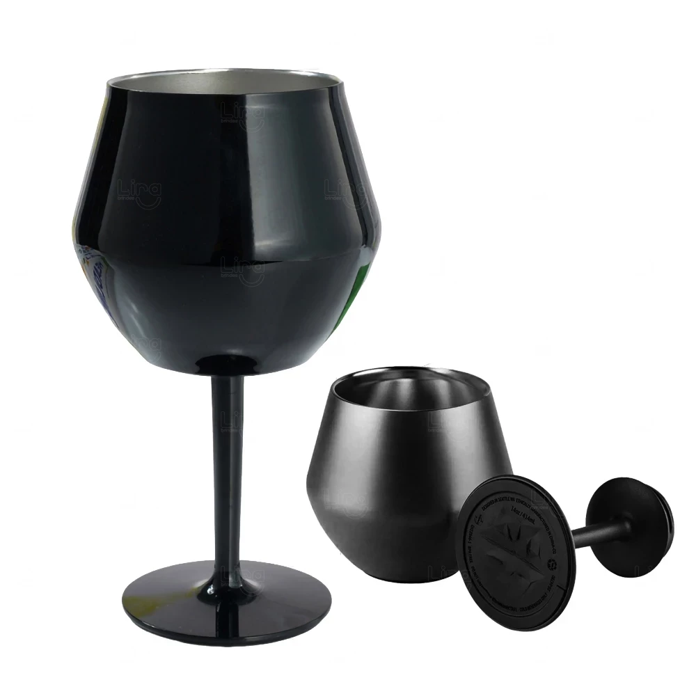 Taça Térmica Inox 2 em 1 Personalizada Preto