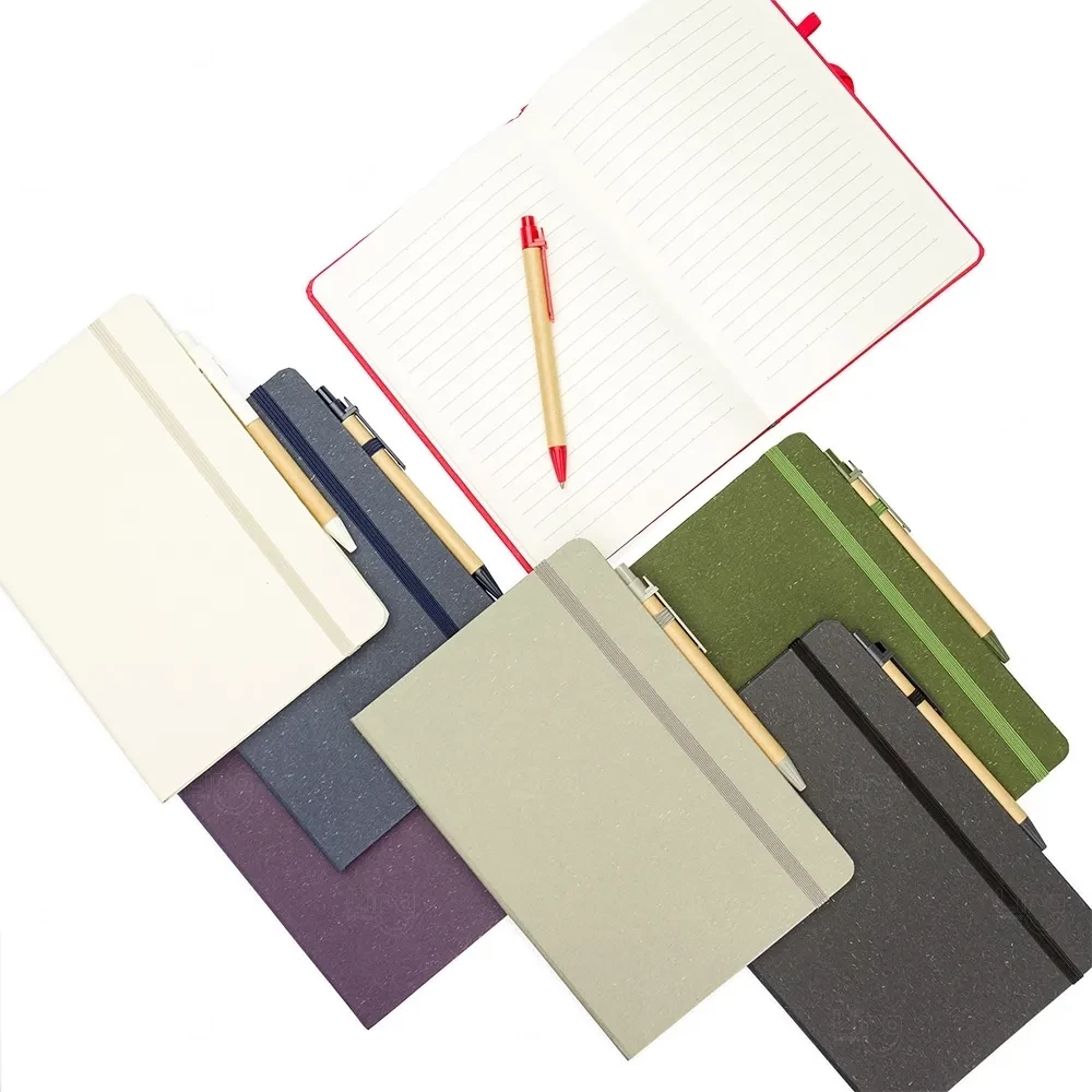 Moleskine Fibra de Arroz com Caneta Personalizada - 21x15,5 cm 