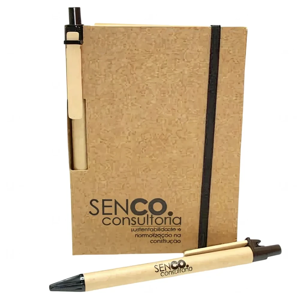Bloco de Anotações Ecológico com Caneta Personalizado -14x10cm 