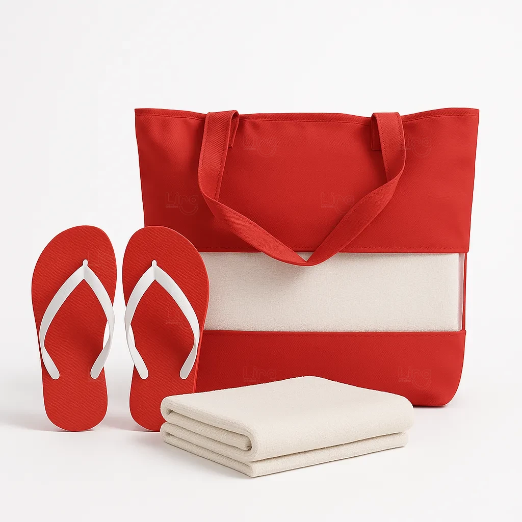 Kit Praia Personalizado - Sacola, Chinelo e Toalha 