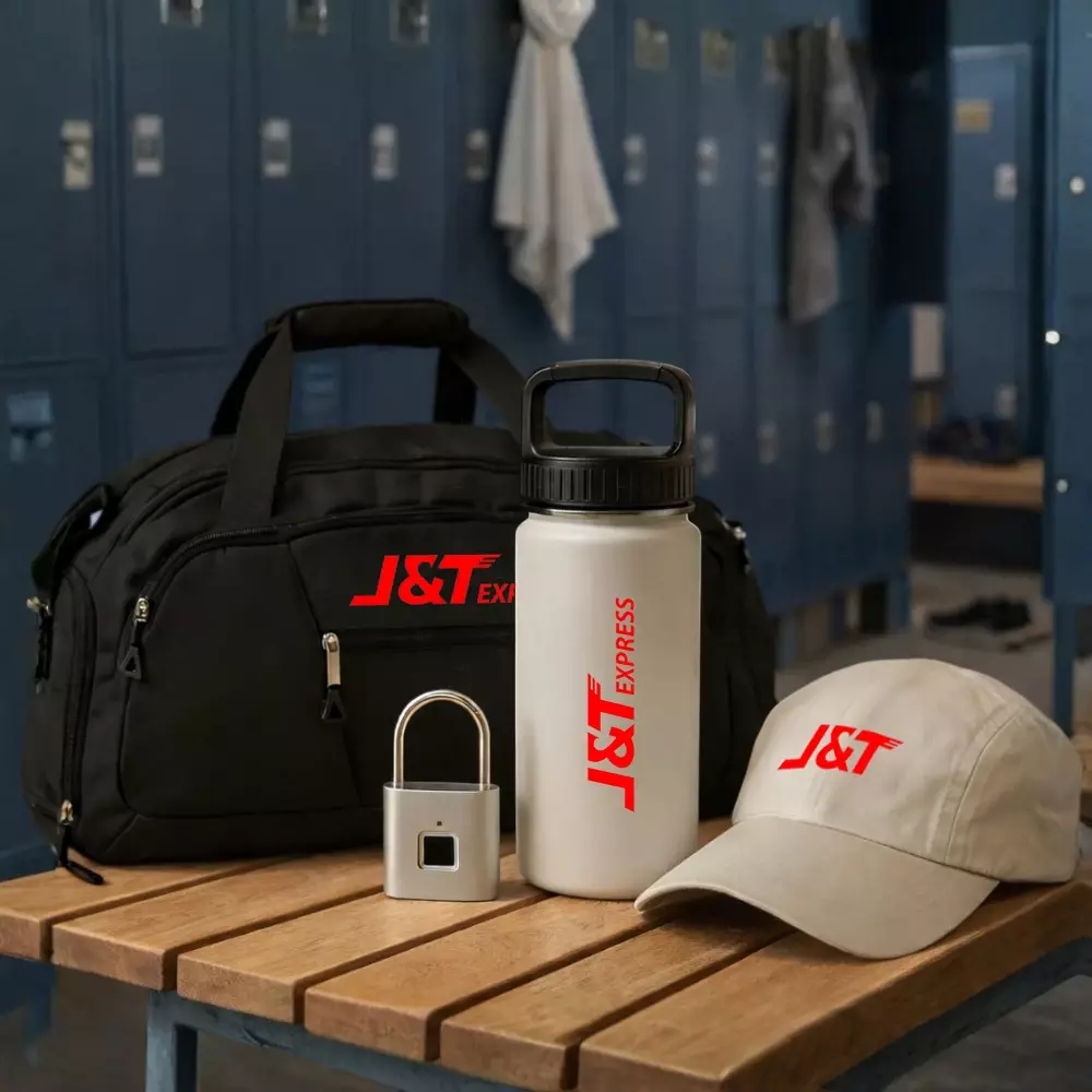 Kit Esporte Personalizado - Bolsa, Garrafa, Boné e Cadeado 