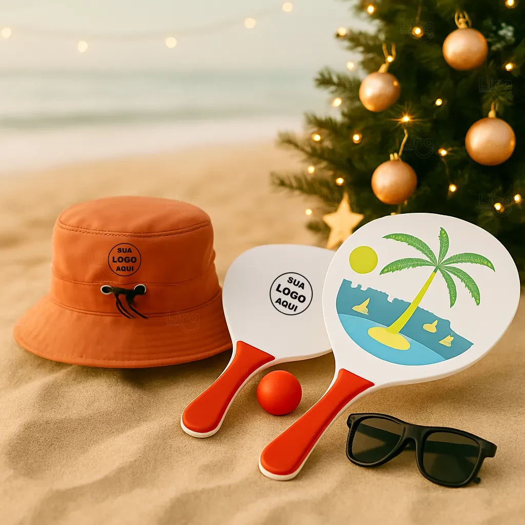 Kit Litoral Personalizado - Chapéu Bucket, Frescobol e Óculos 