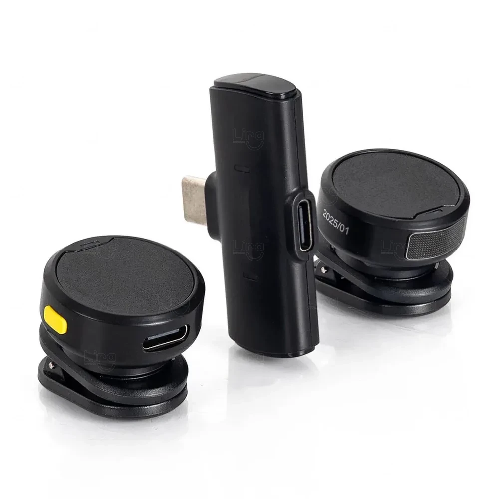 Kit Microfone de Lapela Duplo Sem Fio Personalizado 