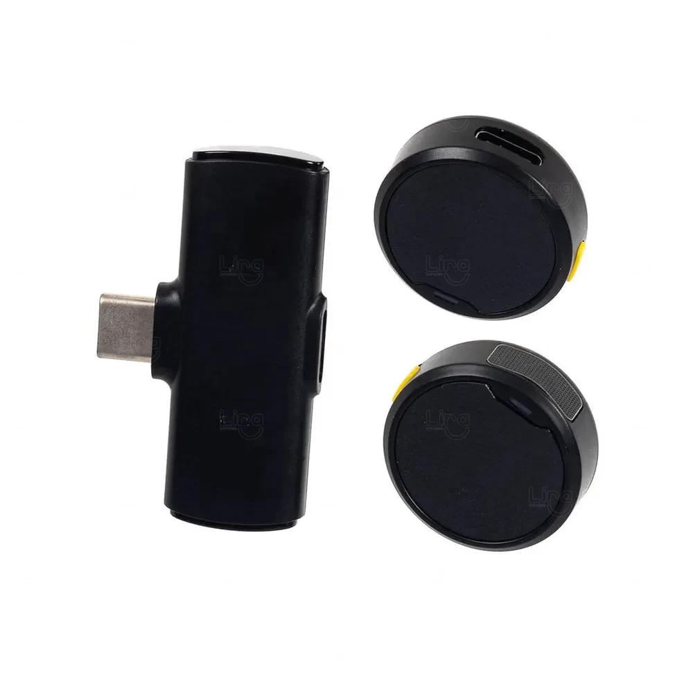 Kit Microfone de Lapela Duplo Sem Fio Personalizado 