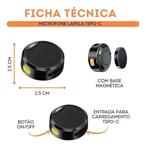 Kit Microfone de Lapela Duplo Sem Fio Personalizado 