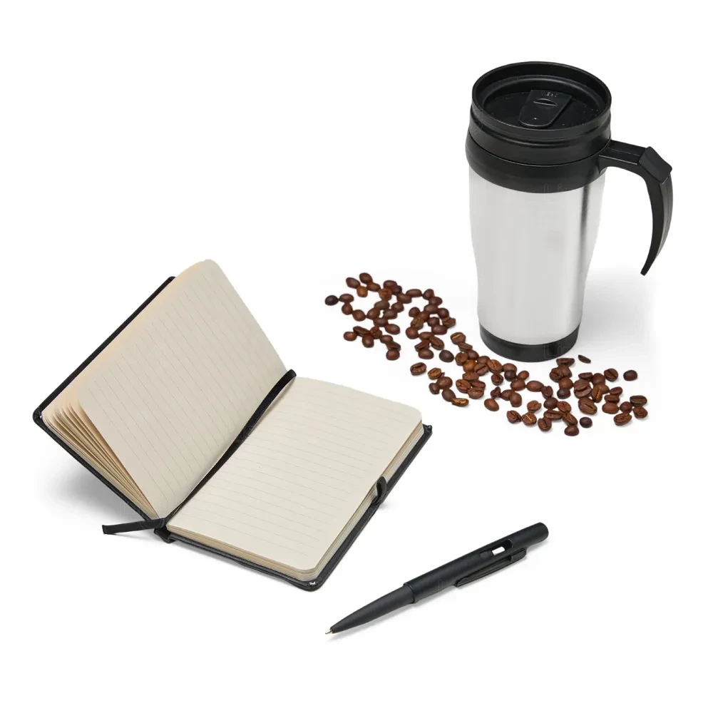 Kit Caneca Inox, Caderno e Caneta Personalizado 