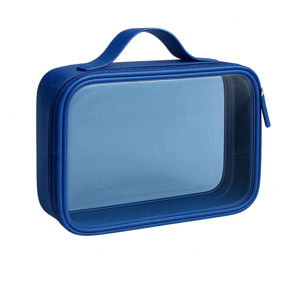 Bolsa Necessaire Cristal e Couro Sintético - 11,5 x 39,3 cm 