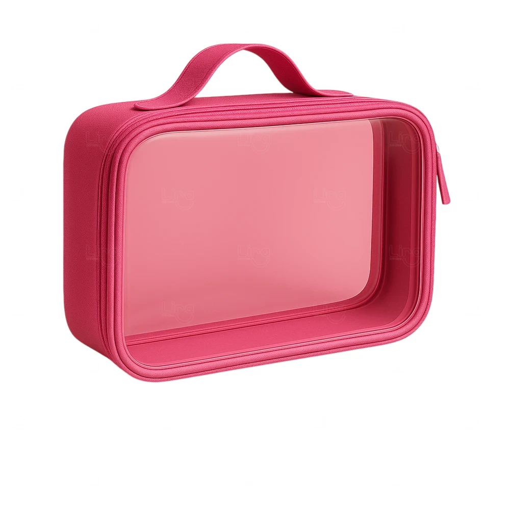 Bolsa Necessaire Cristal e Couro Sintético - 11,5 x 39,3 cm 