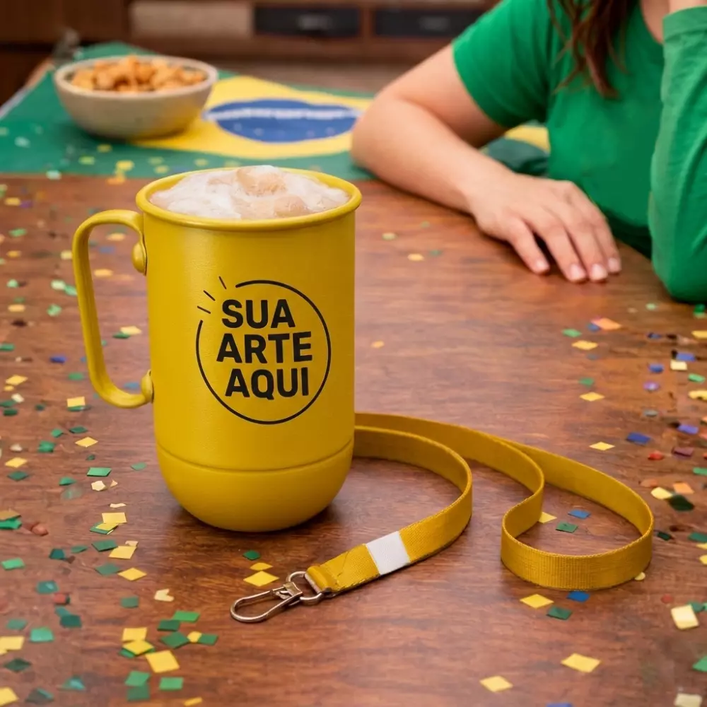 Caneca de Alumínio 500ml com Tirante Personalizada 