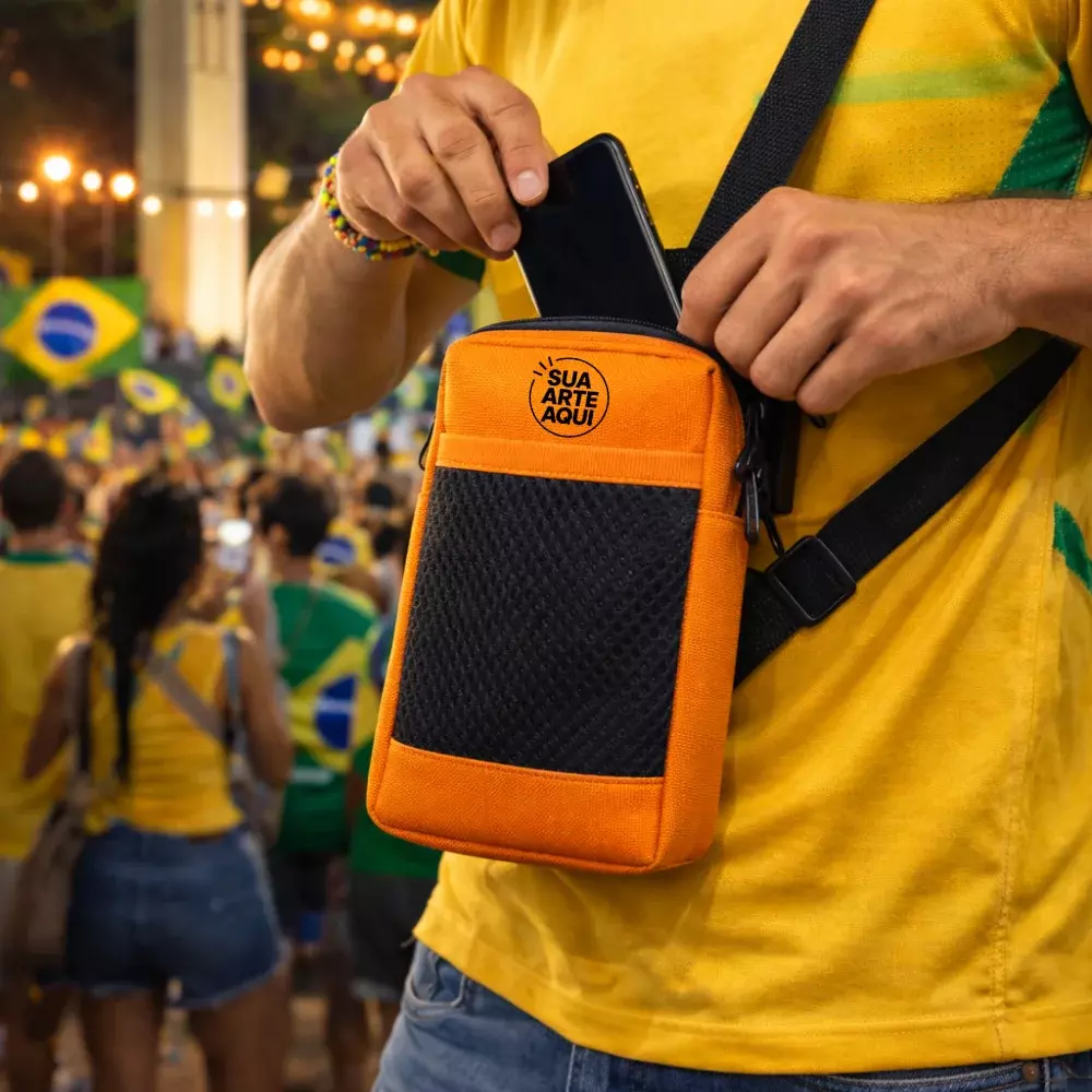 Shoulder Bag com Bolso em Tela Personalizada 