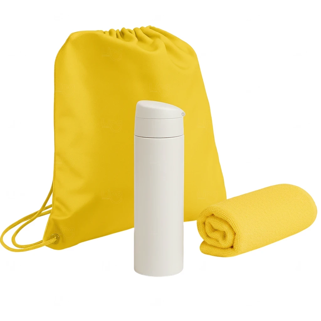 Kit Pé na Areia Personalizado - Garrafa, Mochila e Toalha 