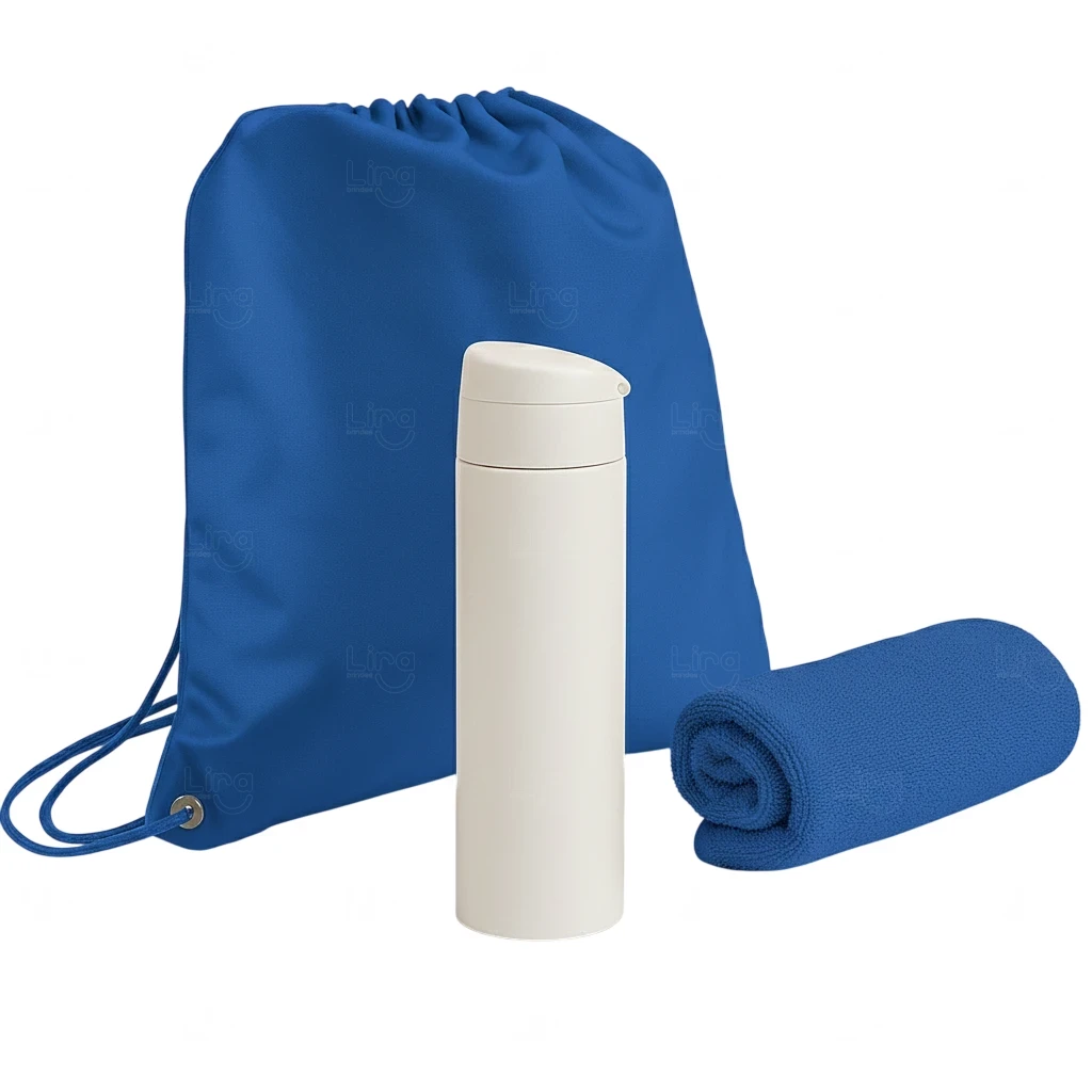 Kit Pé na Areia Personalizado - Garrafa, Mochila e Toalha 