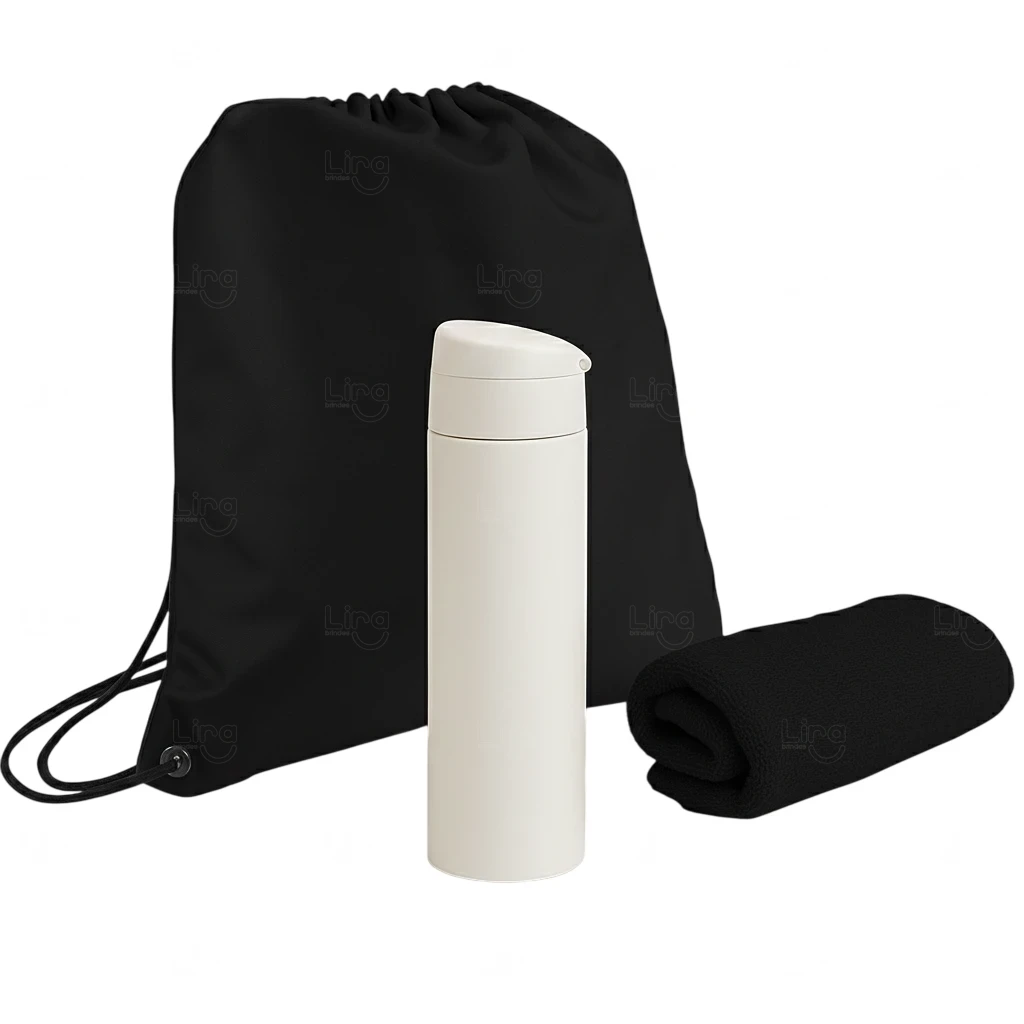 Kit Pé na Areia Personalizado - Garrafa, Mochila e Toalha 
