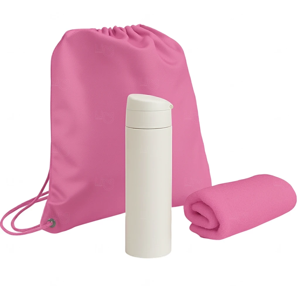 Kit Pé na Areia Personalizado - Garrafa, Mochila e Toalha 