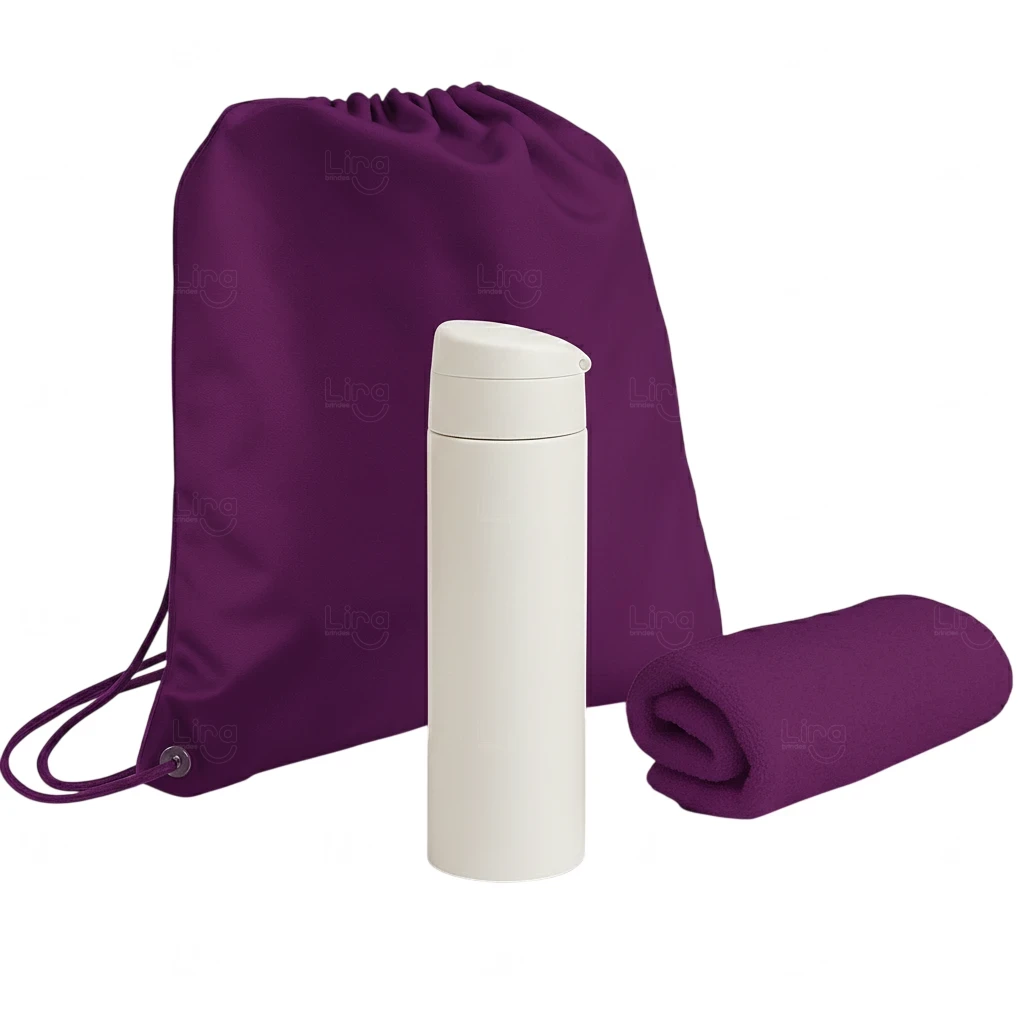 Kit Pé na Areia Personalizado - Garrafa, Mochila e Toalha 