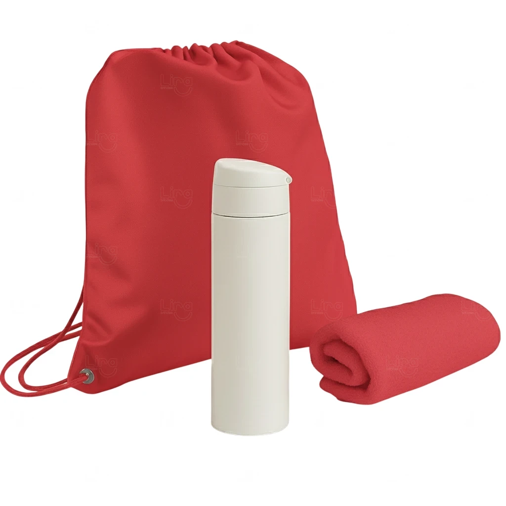 Kit Pé na Areia Personalizado - Garrafa, Mochila e Toalha 