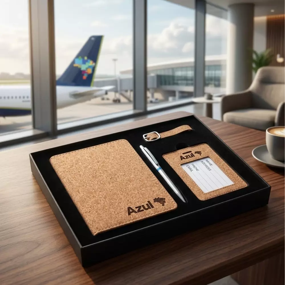 Kit Viagem 3 Peças em Cortiça Personalizado 