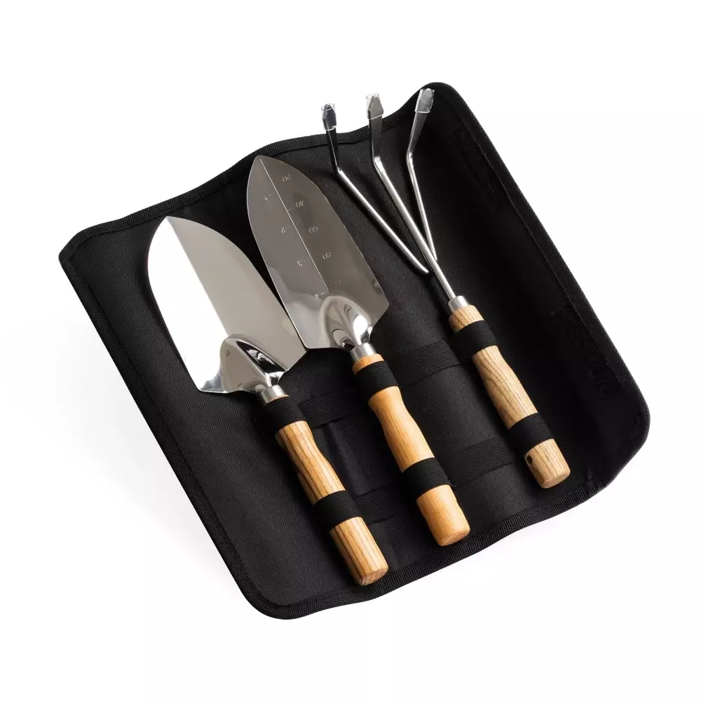 Kit Jardinagem Inox e Madeira 3 Peças 