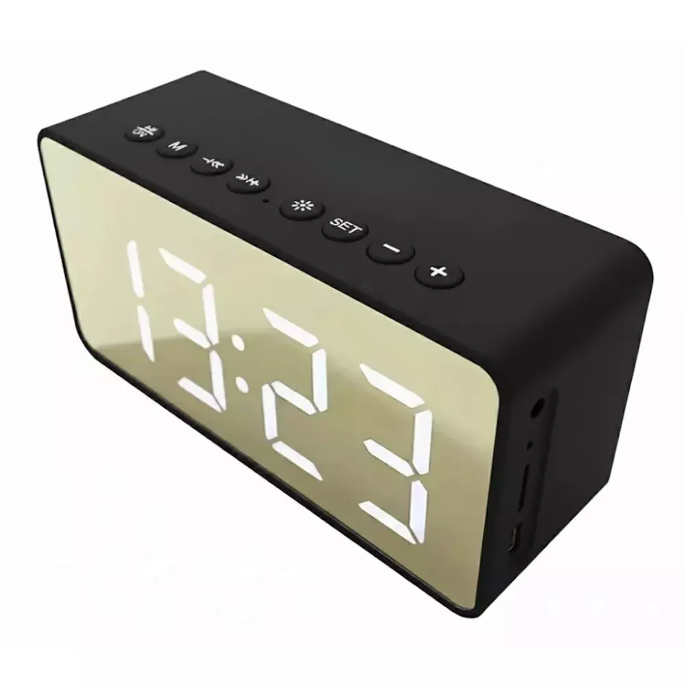 Rádio Relógio Despertador Espelhado Bluetooth 