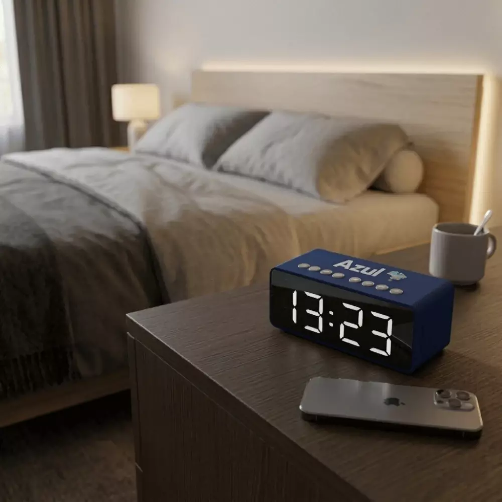 Rádio Relógio Despertador Espelhado Bluetooth 
