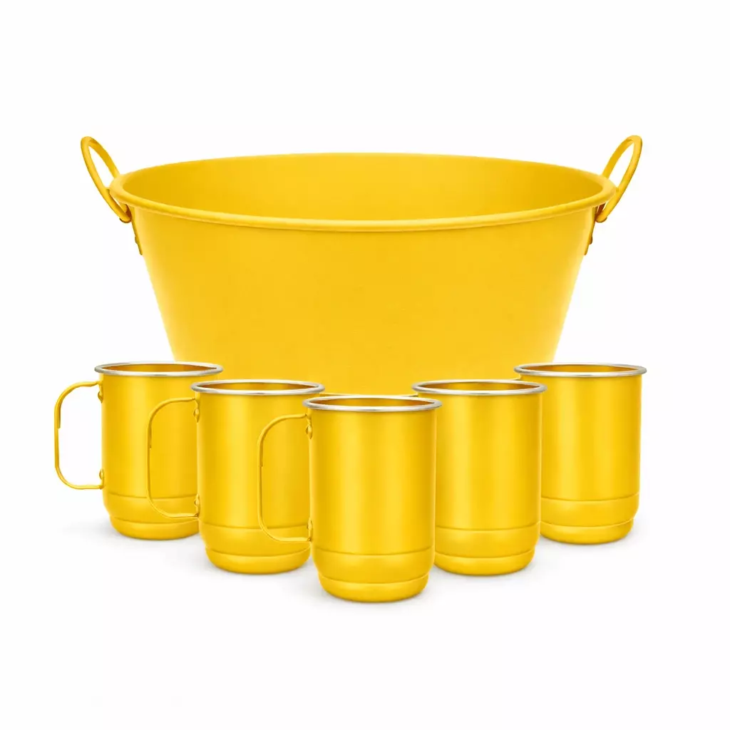 Kit Balde de Gelo com 5 Canecas Personalizado para Eventos 