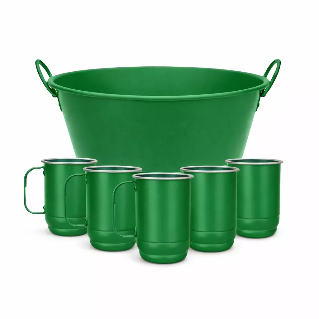 Kit Balde de Gelo com 5 Canecas Personalizado para Eventos 
