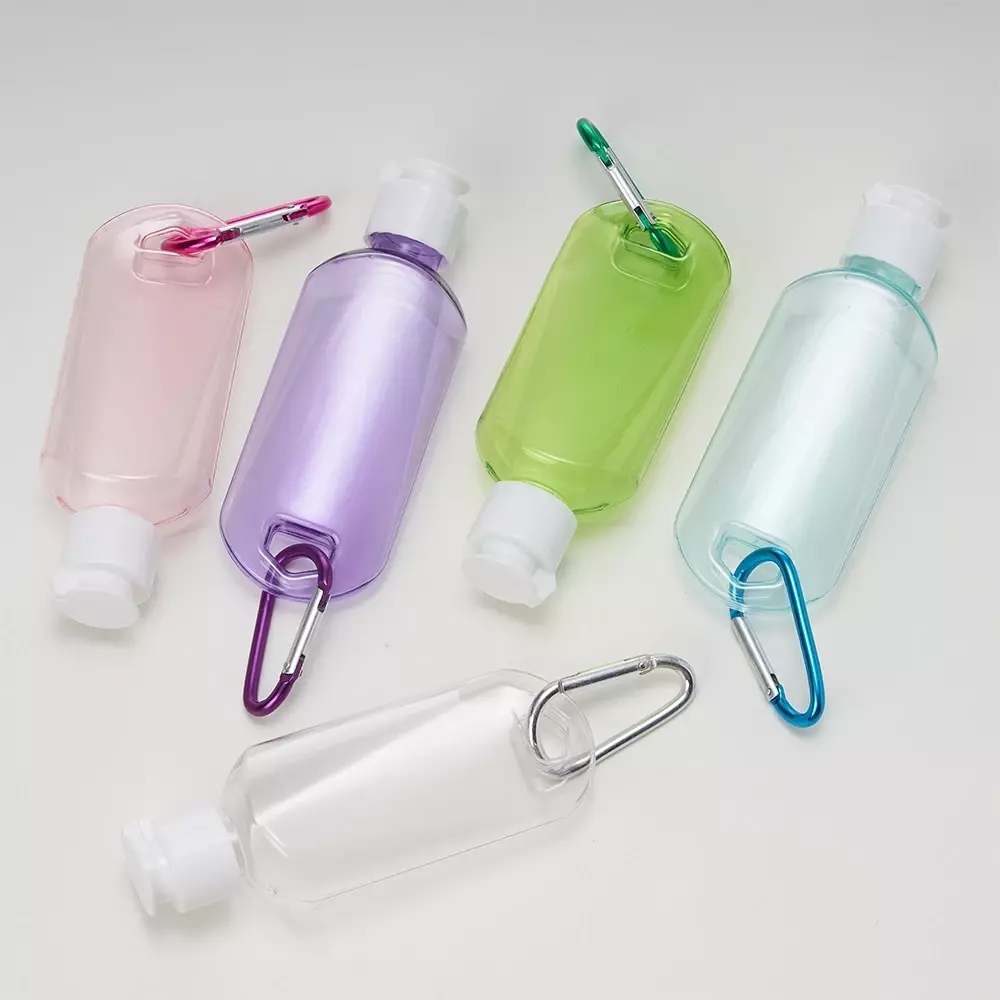 Frasco Plástico 55ml com Mosquetão Personalizado 