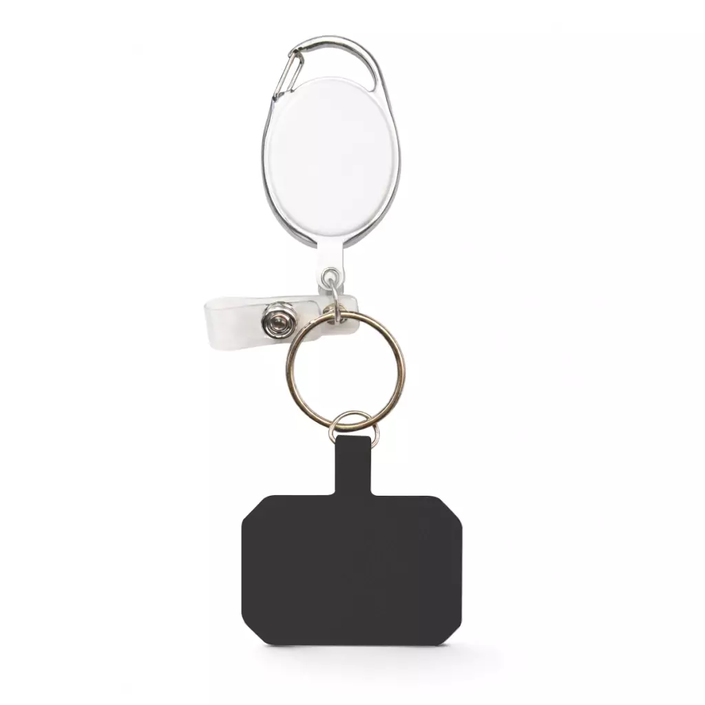 Chaveiro Retrátil Mosquetão com Suporte Celular 
