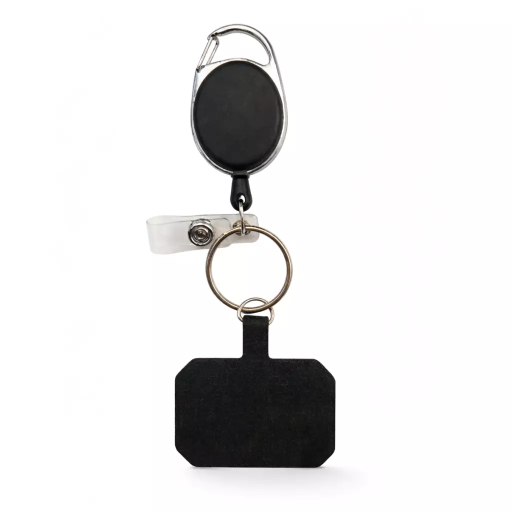 Chaveiro Retrátil Mosquetão com Suporte Celular 