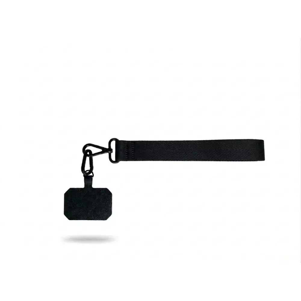 Cinta de Poliéster com Mosquetão para Celular Preto