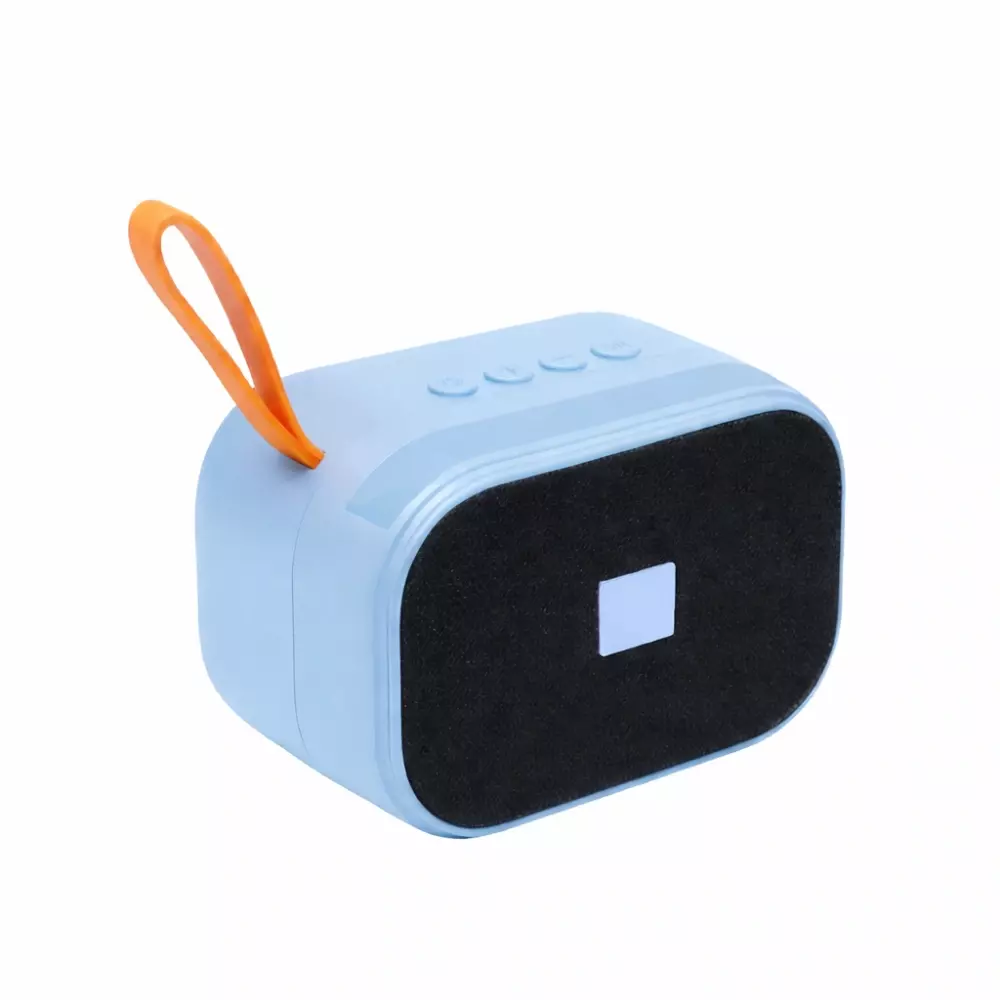 Caixa de Som Personalizada com Suporte Azul Ciano