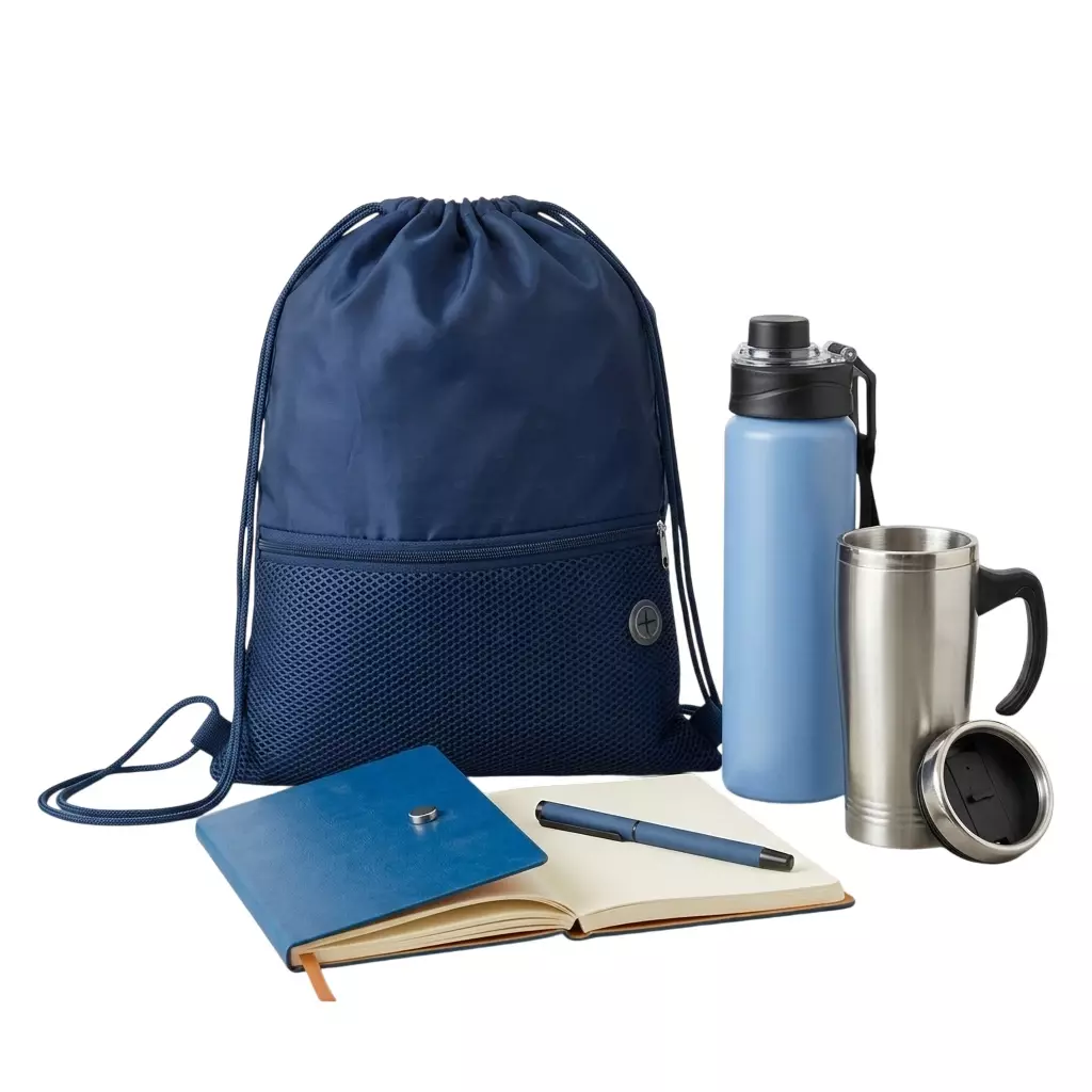 Kit Corporativo Boas-Vindas Personalizado - 5 Peças Azul