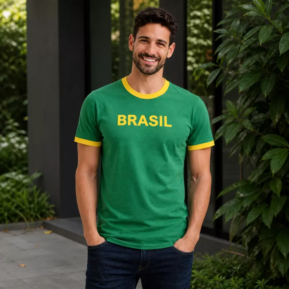 Camiseta Masculina Brasil Copa 2026 Personalizada 
