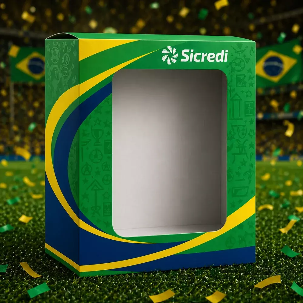 Caixa com Visor para Caneca em Papel Duplex Personalizada 
