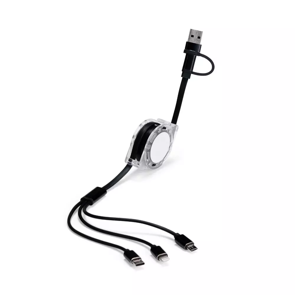 Cabo Retrátil 3 em 1 com Adaptador Personalizado 