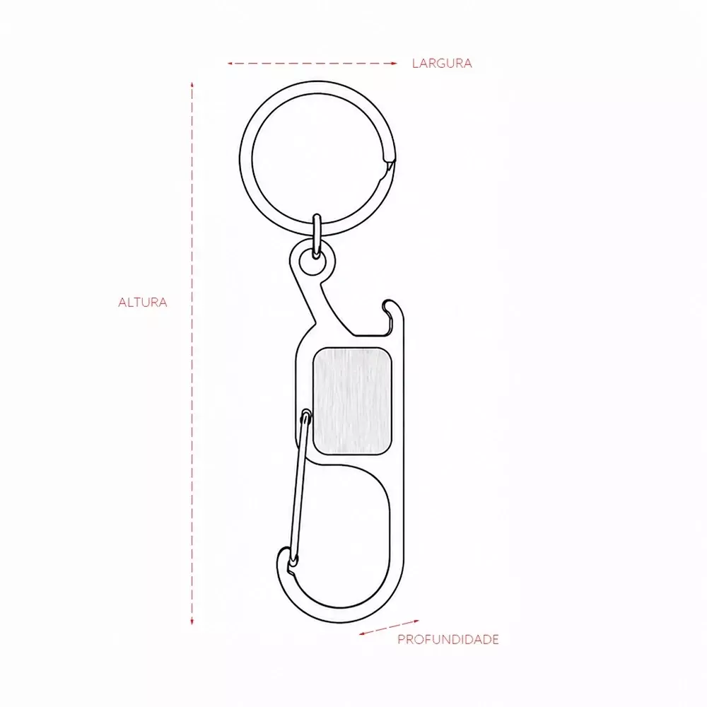 Chaveiro de Metal com Mosquetão e Abridor Personalizado 
