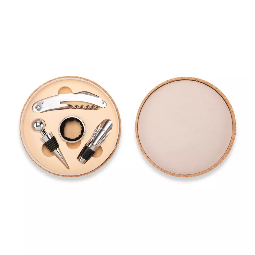 Kit Vinho 4 Peças em Estojo de Cortiça Personalizado 