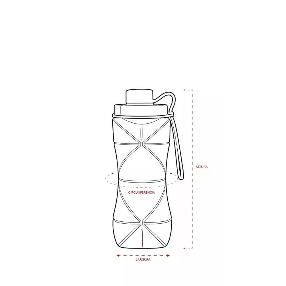 Garrafa Dobrável Silicone 600ml Personalizada 