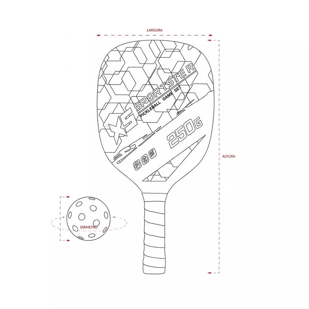 Kit Pickleball Personalizado - 6 Peças 