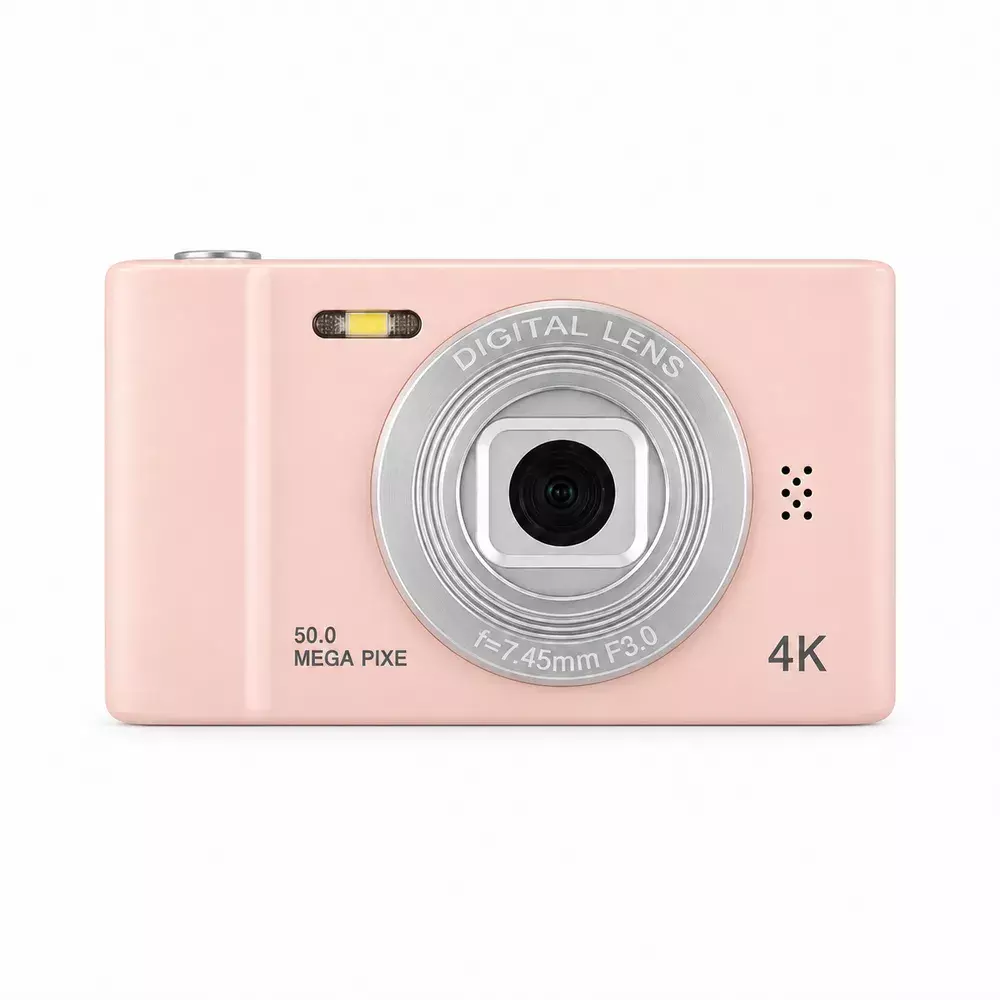Mini Câmera Digital 50MP Personalizada Rosa Claro