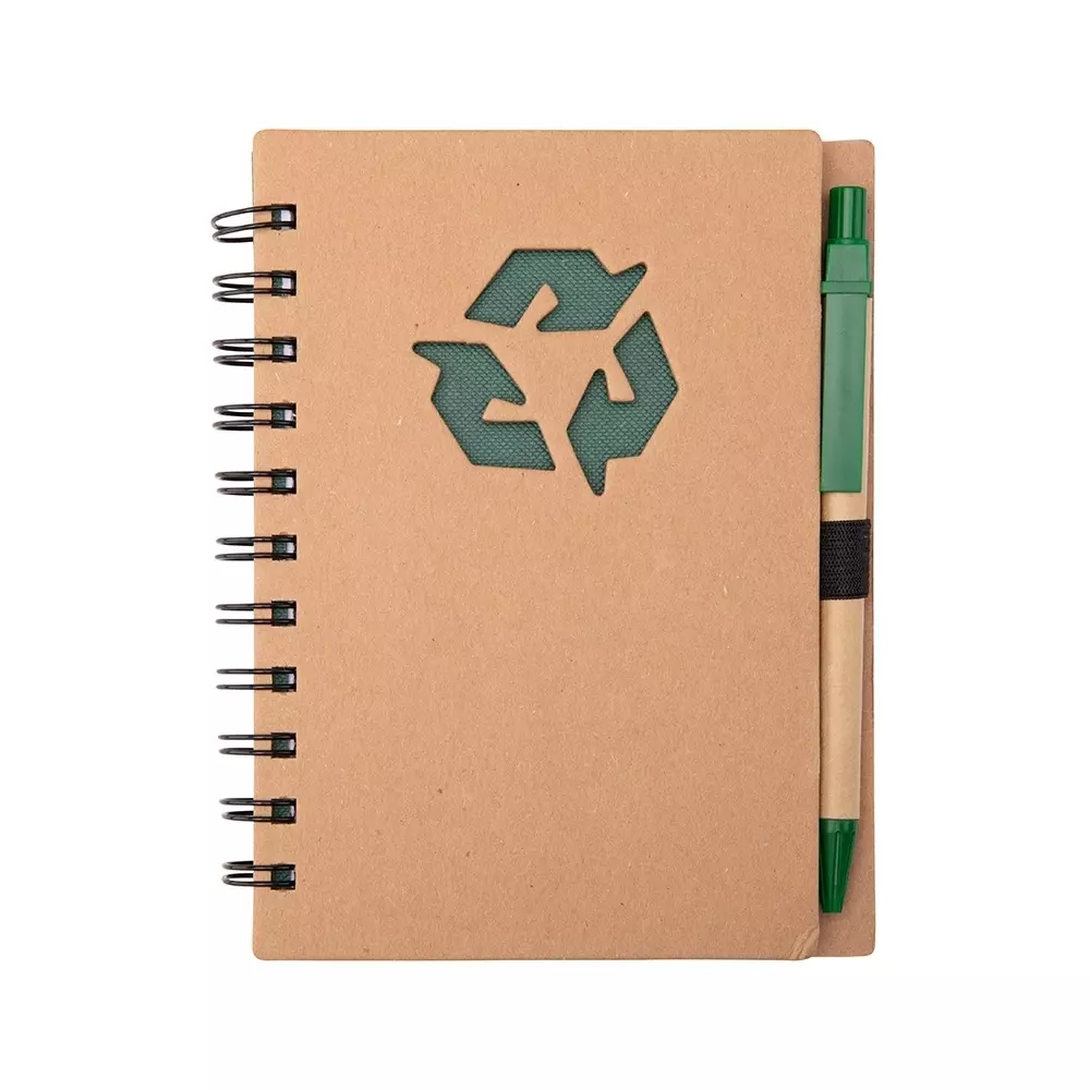 Caderno Ecológico Kraft com Caneta Personalizado - 16 x 12,7 cm 