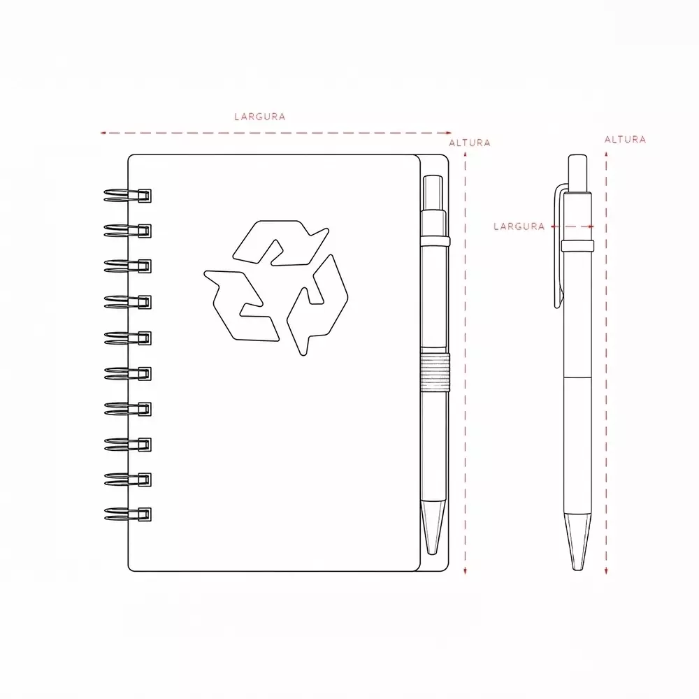 Caderno Ecológico Kraft com Caneta Personalizado - 16 x 12,7 cm 
