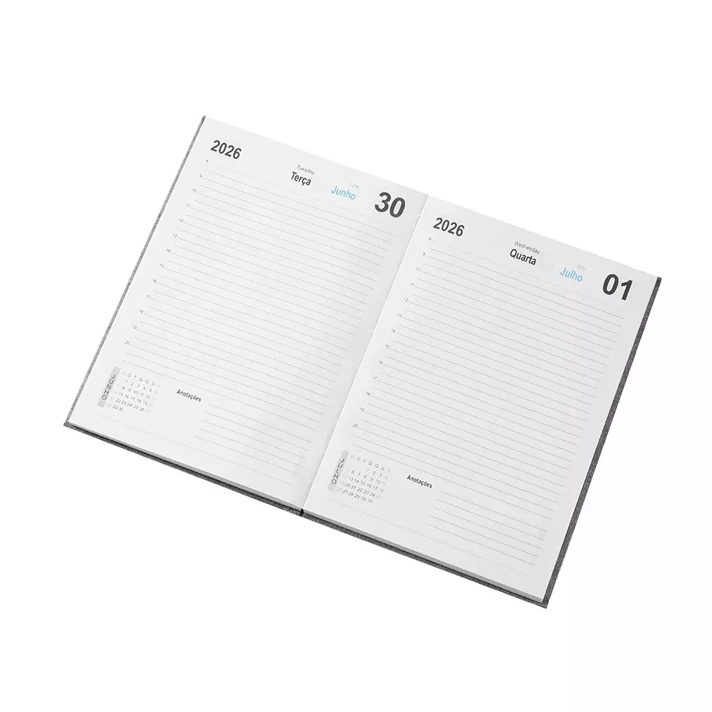 Agenda Diária 2026 Linho Personalizada 